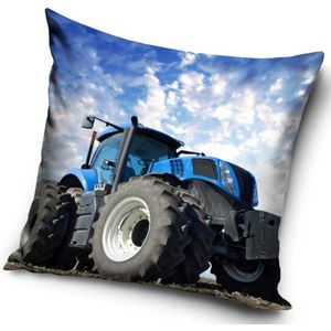 Carbotex Tractor (blauw) - Sierkussen Kussen  40 x 40 cm inclusief vulling