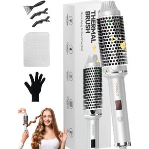 CASSICO® Thermal Brush - Keramische Warmteborstel - Krulborstel en Stijlborstel in 1 - Krultang - Fohnborstel en Airstyler Alternatief - Zilver - Incl. Accessoires