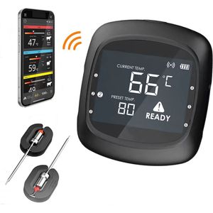 LTMT® - BBQ Thermometer - EasyBBQ Pro – Oventhermometer - Vleesthermometer Draadloos - Bluetooth - App - Gedeeltelijk Draadloos - Professionele Thermometer - Incl. twee Sondes