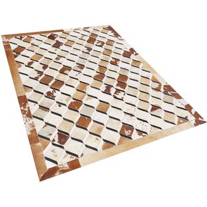 SERINOVA - Patchwork vloerkleed - Bruin - 160 x 230 cm - Koeienhuid