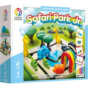 SmartGames - Safari Park Jr. - 60 opdrachten - educatief spel voor kleuters - Olifant, Giraffen en Leeuw