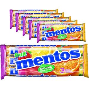 6 x 3 rollen Mentos Fruit á 38 gram per rol - Voordeelverpakking Snoepgoed