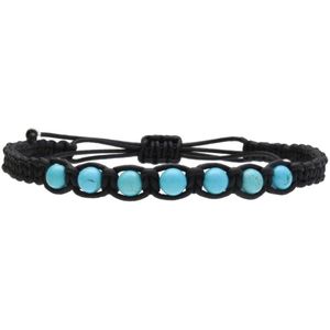 Bela Donaco - Enkelbandje Bohemian B6 – Turquoise – zwart gevlochten Leer