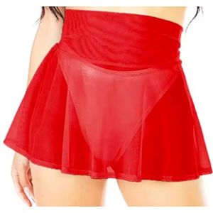BamBella® - Erotische rok - Onesize - Doorzichtig doorschijnend stretch Rood