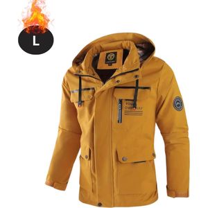 Livano Windjas Voor Heren - Windjack - Waterdicht - Jas Met Capuchon - Outdoorjas - Volwassen - Geel - Maat L