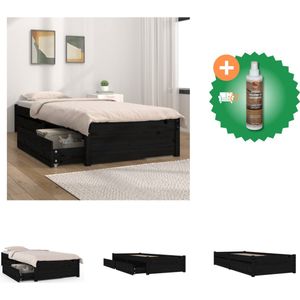 vidaXL Bedframe met lades zwart 90x200 cm - Bed - Inclusief Houtreiniger en verfrisser