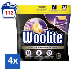 Woolite Dark - Wasmiddelcapsules - Met Keratine - Donkere & Denim Was - 28 Wasbeurten - Voordeelverpakking - 4 stuks
