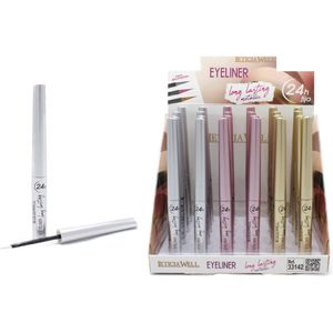 Leticia Well - Set Zilver en Roze en Goud Eyeliner - Metallic - Long Lasting - 24H - 01 Silver - 02 Pink - 03 Gold - Zilver - Roze - Goud - Set met 3 flesjes