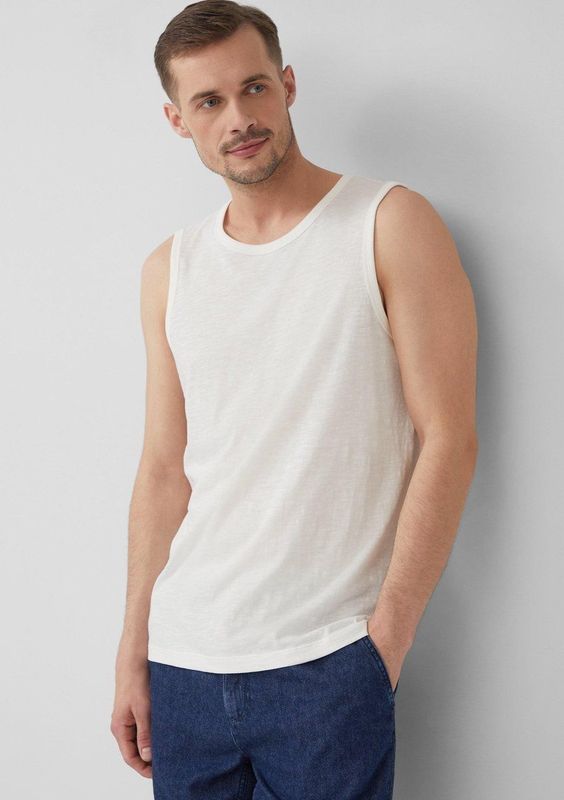 s.Oliver - T-shirt - Offwhite - Normale Pasvorm - Mouwloos