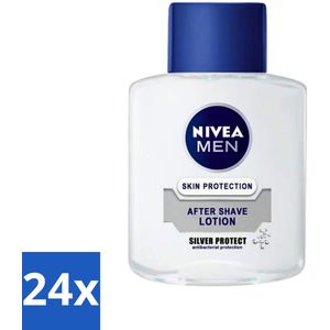 24 x Nivea Men - Skin Protection After Shave Lotion - Silver Protect - 100 ml - Na Het Scheren - Aftershave - Huidverzorging - Aloë Vera - Pro-vitamine B5