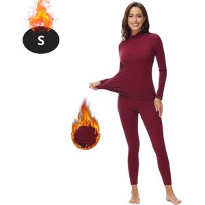 Livano Thermokleding Dames - Thermobroek - Thermoset - Thermolegging - Winter - Thermoshirt - Bordeauxrood - XS
