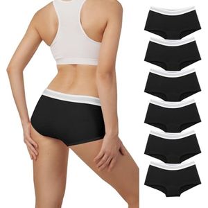 Dames Onderbroek Katoen Stretch Lage Taille Shorty Ondergoed 6-Pack