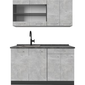 Vicco R-Line Eenpersoonskeuken – 140 cm , WB Antraciet Beton/antraciet , WB Antraciet