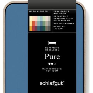 schlafgut Jersey Pure hoeslaken extra hoog - Eenpersoons M - 120x200 - 130x220 615 Blue Mid