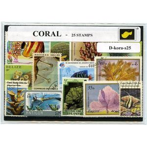 Koraal – Luxe postzegel pakket (A6 formaat) : collectie van 25 verschillende postzegels van koraal – kan als ansichtkaart in een A6 envelop - authentiek cadeau - kado - geschenk - kaart  - zee - onderwater - duiken - barrier reef - kleuren - zeeleven