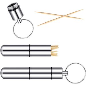 Pocket Tandenstoker Houder waterdichte Aluminium Tandenstoker Doos Metalen Pil Case Met Sleutelhanger