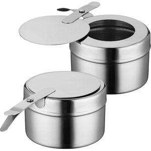 Roestvrijstalen brandstofhouders met afdekking - set van 2 stuks