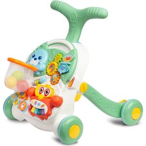 2 in 1 Loopwagen Baby – Leren Lopen & Spelen - ERGONOMISCHE Baby Walker INCL. BALSPEL – Looptrainer met Muziek - Educatief & Stimulerend