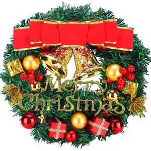 Kerstmis, 30cm Kerstkrans Delicate kerstdecoratiekrans, kerstkrans voor deur met bal, strik en bellen, kerstkrans voordeur, dennenkrans voor deurraamornament