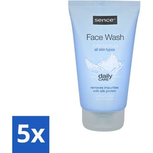 5 x Sence - Alle Huidtypes - Face Wash - Verfrissend - 150 ml - Zijdeproteïne - Verfrissend - Zacht - Ontspannend
