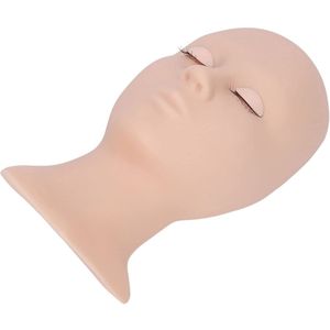 Eyelash Mannequin Hoofd - Wasbaar - Zacht Silicone met Verwijderbare Ogen (Eyelid Pink Enkel + 1 Set Ogen)