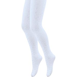 Kinderpanty met bloemen patroon - 40 den - Wit - Maat 86/92