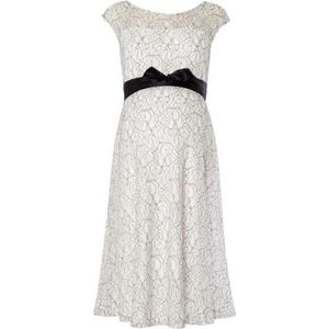 DAISY DRESS LACE IVORY+BLACK RIBBON maat L