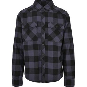Flanel Checked Overhemd met borstzakken Black/Grey - 5XL