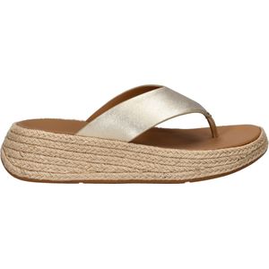 FitFlop - F-Mode Espadrille Leather Flatform T/Post Sandals - Platino - Sandalen