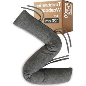 Tochtwering voor ramen tot 120 cm - Wasbaar - Energiebesparend - Extra lang en zwaar - Ook voor brede deuren - Grijs - Tochtstrip, Conceptie & Ontwerp
