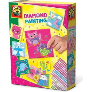 SES - Diamond painting - 1080 diamant stickers in 6 kleuren - met 8 kleurrijke kaarten