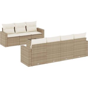 vidaXL 8-delige Loungeset Poly Rattan Beige Tuinlounge - Lounge Set - Buitendecoratie - Buitenkamer - Garden Furniture