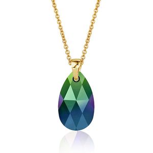 Montebello Ketting Jan DG472H - Swarovski® Druppel - 925 Zilver Verguld - 16mm - 42cm