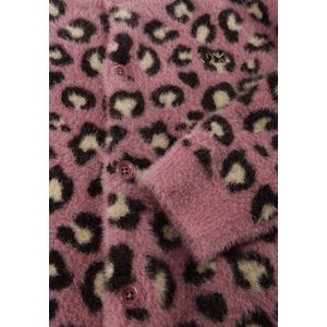 Jelly Mallow Cozy Leopard Cardigan Truien & Vesten Meisjes - Sweater - Hoodie - Vest- Roze - Maat 98