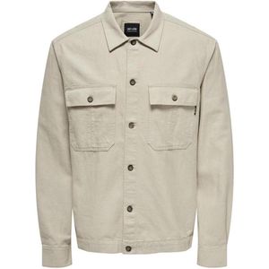 Only & Sons Overhemd Onskennet Ls Linen Overshirt Noos 22019758 Silver Lining Mannen Maat - S