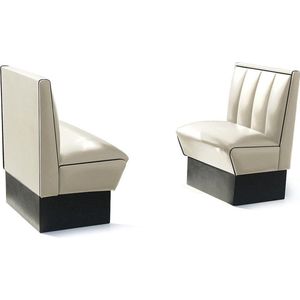 Bel Air Dinerbank HW-70 Single Booth Off-White/Zwart