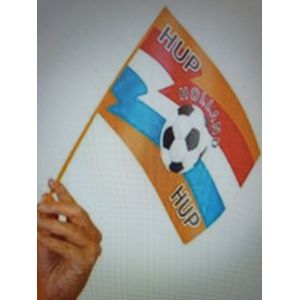 Vlag Hup Holland Hup - Oranje - EK - Rood -Wit - Blauw - Zwaaivlaggetje - Vlag - 25.5 x 17.5 cm -25 stuks