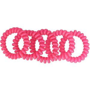 Haarsoires Haarelastieken Invisibobble - Basic - Telefoondraad - Fuchsia Roze - Set van 5 - Spiraal Haar Elastieken - Haarvriendelijk