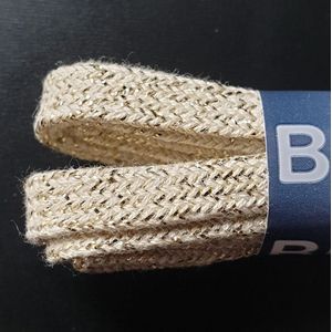 Bergal platte feest schoenveter 120cm 8mm breed met glitter blink goud zilver effect - 120cm, Creme Goud