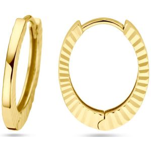 YO&NO - Oorbellen - Goud - Klapoorringen - Gediamanteerd - 1.5/17mm - Sieraden - Vrouw - 585 Goud