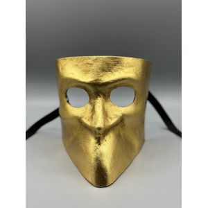 Bauta masker in goud - Handgemaakt Venetiaans masker- Venetiaans heren masker - Masker goud