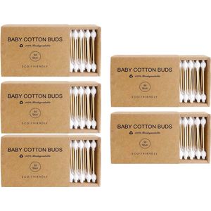 Wattenstaafjes Speciaal Voor Baby´s - 5x Doosje 56 Stuks => 280 Stuks - Babyvriendelijk - 100% Katoen - Schone Oortjes Baby - Nieuwe verpakking