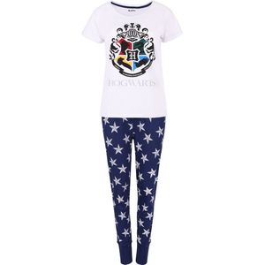 Wit-marineblauwe damespyjama, lange broek Harry Potter / S