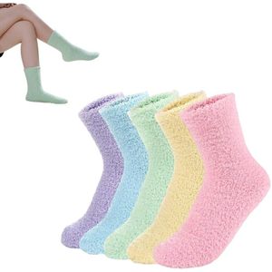 5 stuks - zachte sokken, comfortabele en zachte wintersokken, zacht van microvezel, geschikt voor thuis, slapen, festival, yoga