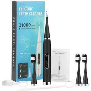 2-in-1 elektrische tandenborstel Sonic Cleaner Tandsteenverwijderaar Smart tandenborstel Volwassenen - Zwart Drie koppen