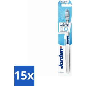 15 x Jordan - Tandenborstel - Target White - Medium - Tandenborstel - Witte Tanden - Tanden Reinigen - Tanden Witte - Tandenborstel Wit