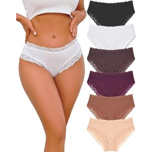Set van 6 Dames Katoenen Ondergoed - Braziliaanse Slips, Hipster, Sexy en Comfortabel - Multipack S-XL