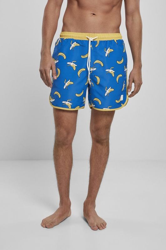 Urban Classics - Pattern Retro Banana Zwemshorts - 3XL - Blauw/Geel