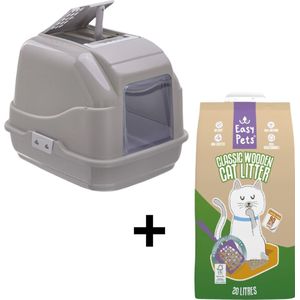 Imac - Easy Cat Kattenbak Taupe + Easypets Houtkorrels (10 liter)