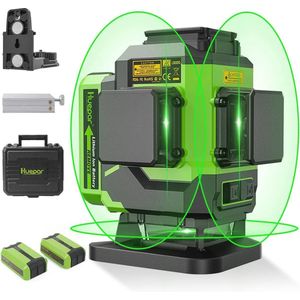 3D Gradlijnlaser met 3 x 360° Kruislijnen - Zelfnivellerend Tegelvloergereedschap met Li-ion Batterijen en Type-C Oplaadpoort
